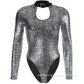 Snake Skin Halter Mujeres manga larga Bodysuit